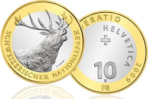 2009 Swiss Red Deer Coin