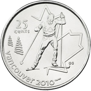 Canadian 25-cent Cross-Country Skiing Commemorative Coin (Royal Canadian Mint image)