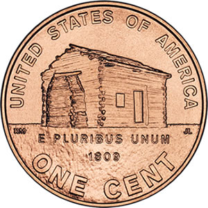 Reverse side of 1st 2009 Lincoln Cent