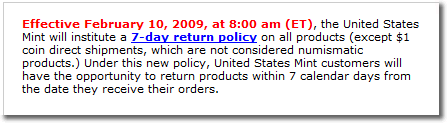 Mint Return Notice Mint Return Notice