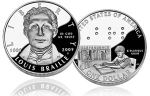 Braille Silver Dollar Proof Coin