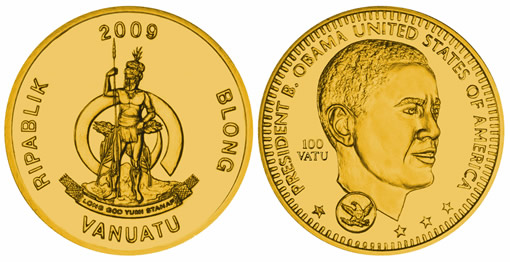 Vanuatu Gold Coin Commemorating Barack Obama