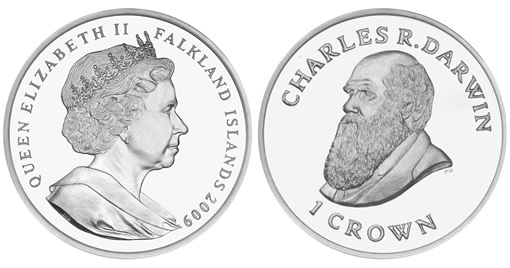 Falkland Islands Commemorative Charles Darwin Coin