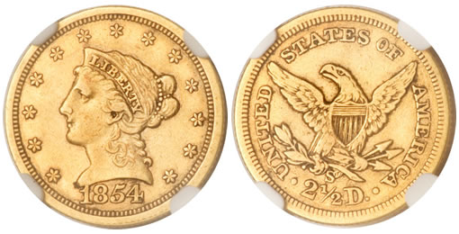 1854-S quarter eagle 1854-S quarter eagle