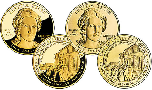 Letitia Tyler First Spouse Gold Coins