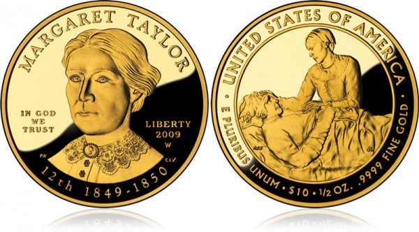 Margaret Taylor First Spouse Gold Coin (Proof Version)  - Click to Enlarge