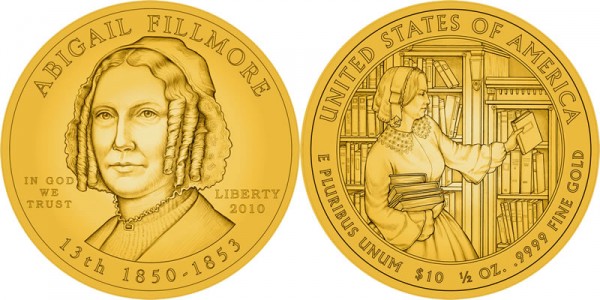 Abigail Fillmore First Spouse Gold Coin - Click to Enlarge