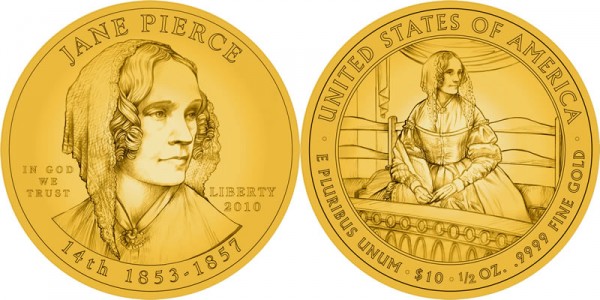 Jane Pierce First Spouse Gold Coin Designs - Click to Enlarge