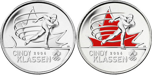 25-cent coins celebrating women's hockey gold medal in 2002 25-cent coins celebrating women's hockey gold medal in 2002