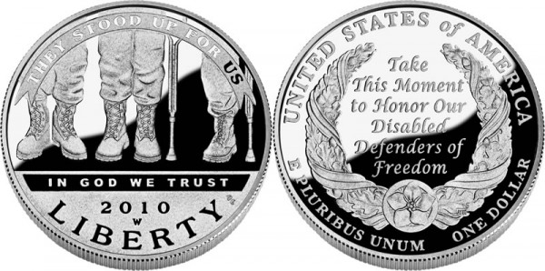 2010 American Veterans Disabled for Life Silver Coin Proof Version - Click to Enlarge