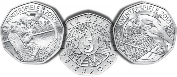 Austrian Mint 2010 Winter Olympic Silver Coins - Click to Enlarge