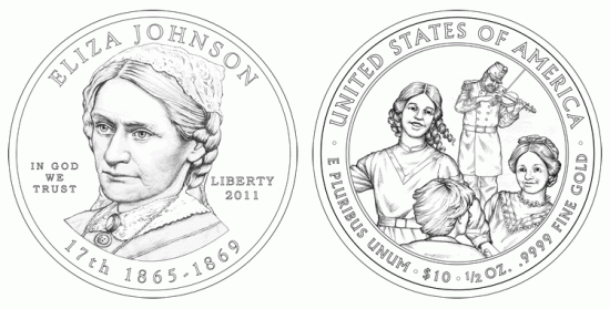 Eliza Johnson First Spouse Gold Coin Designs Eliza Johnson First Spouse Gold Coin Designs