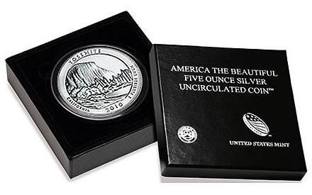 Yosemite National Park Five Ounce Silver Uncirculated Coin Yosemite National Park Five Ounce Silver Uncirculated Coin