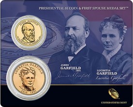 Garfield Presidential $1 and First Spouse Medal Set Garfield Presidential $1 and First Spouse Medal Set